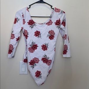 White with roses bodysuit